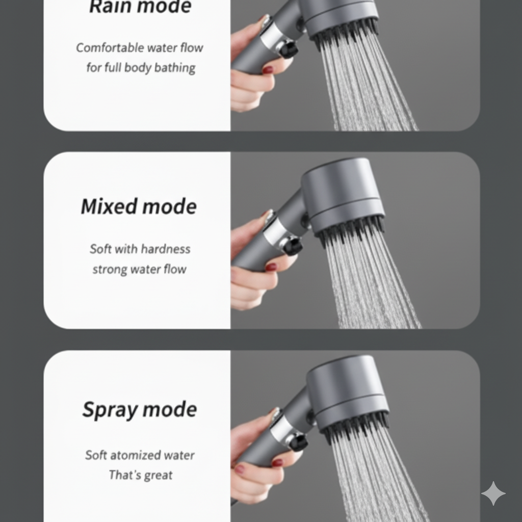 Cabeza de ducha de 3 tipos con filtro purificador